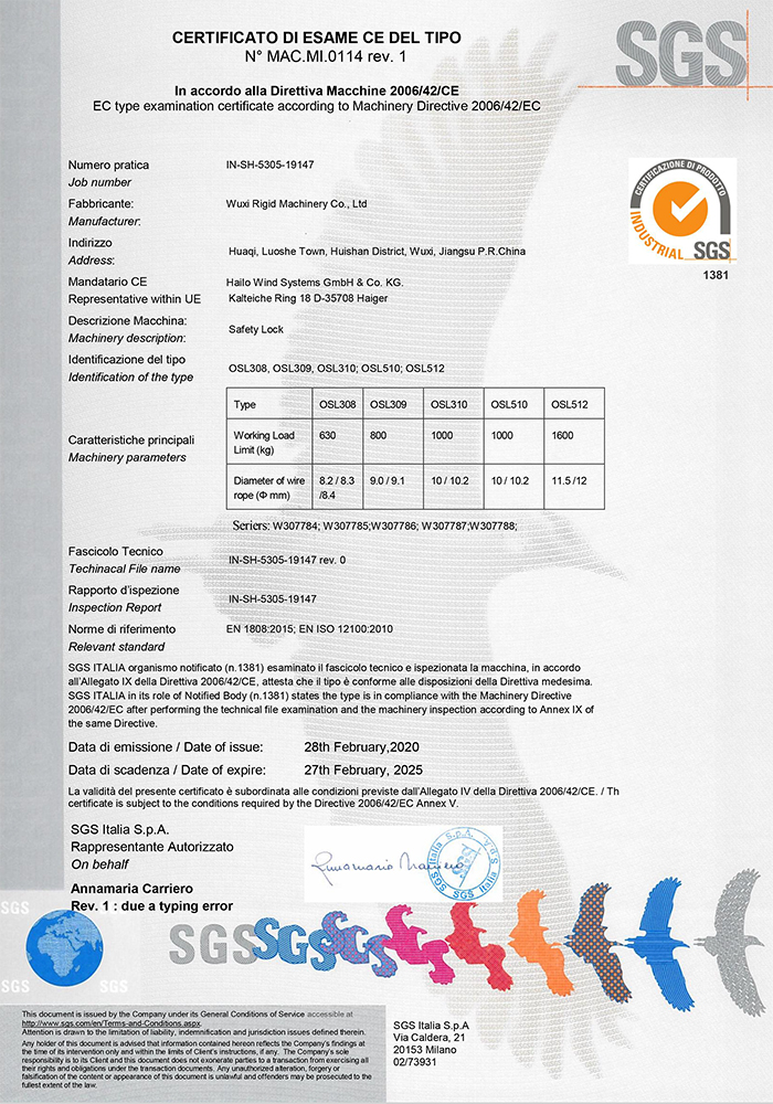 Kunci sentrifugal Sijil CE SGS